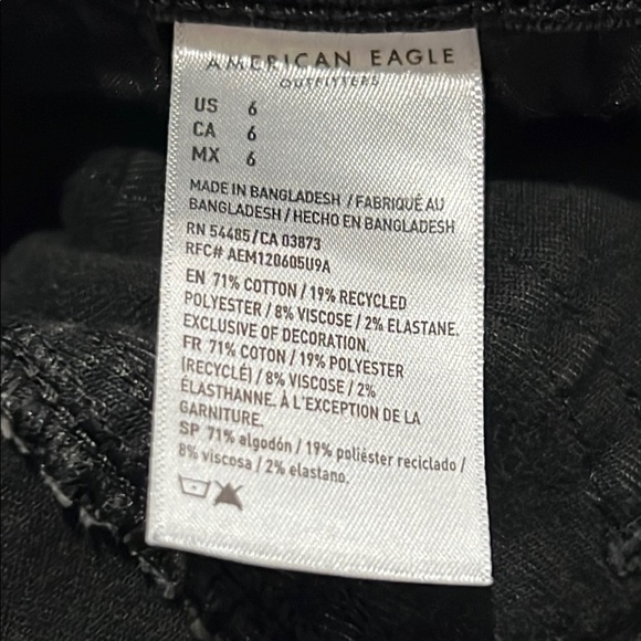 American Eagle Shorts Black Jean Cuff Next Level Stretch Super High Rise Shortie - Picture 12 of 13